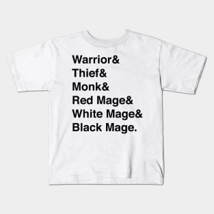 Final Fantasy Warriors Of Light List (Black Text) Kids T-Shirt